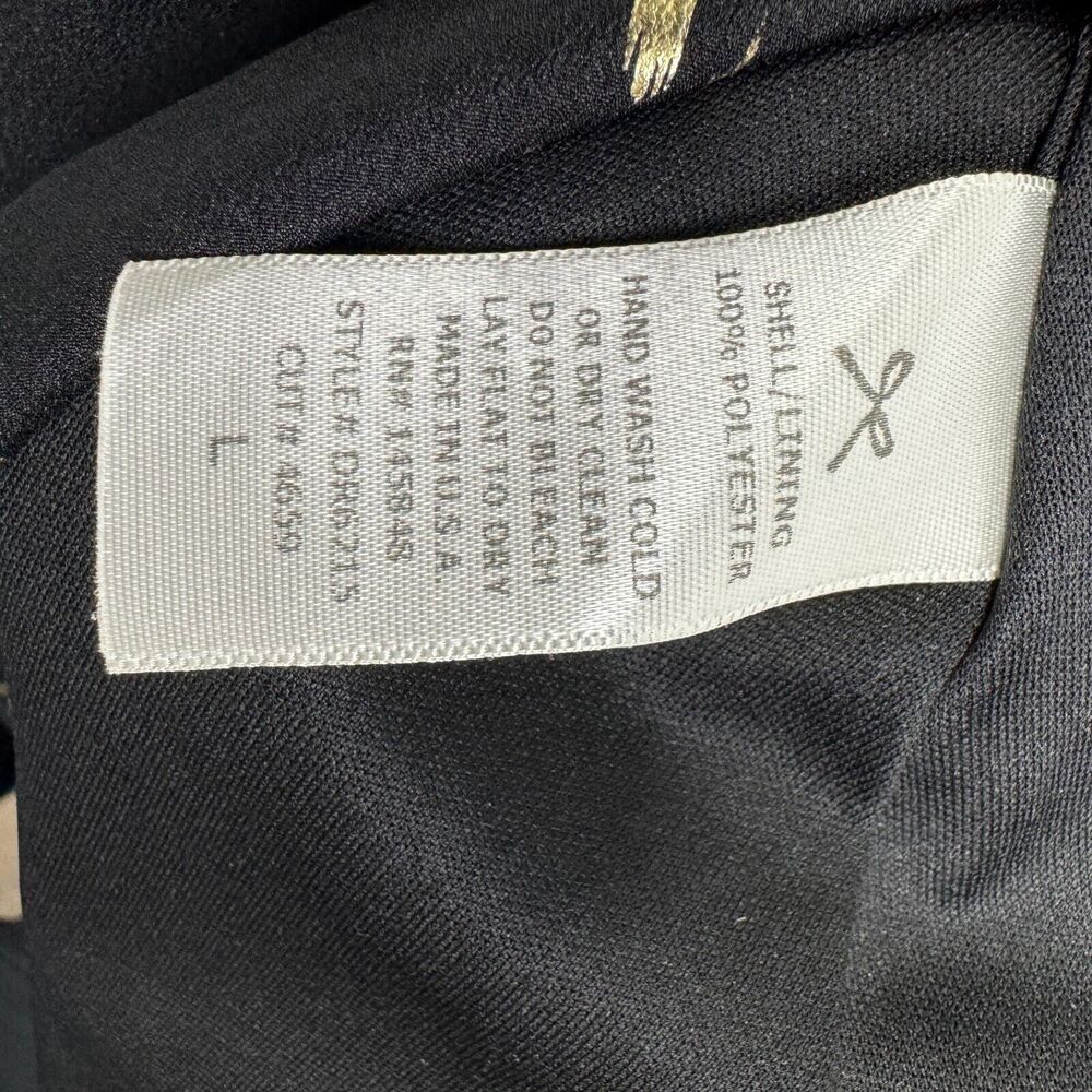 Everly Spaghetti Dress Black and Gold Size Large Racerback Knee Length Flare - Picture 16 of 16